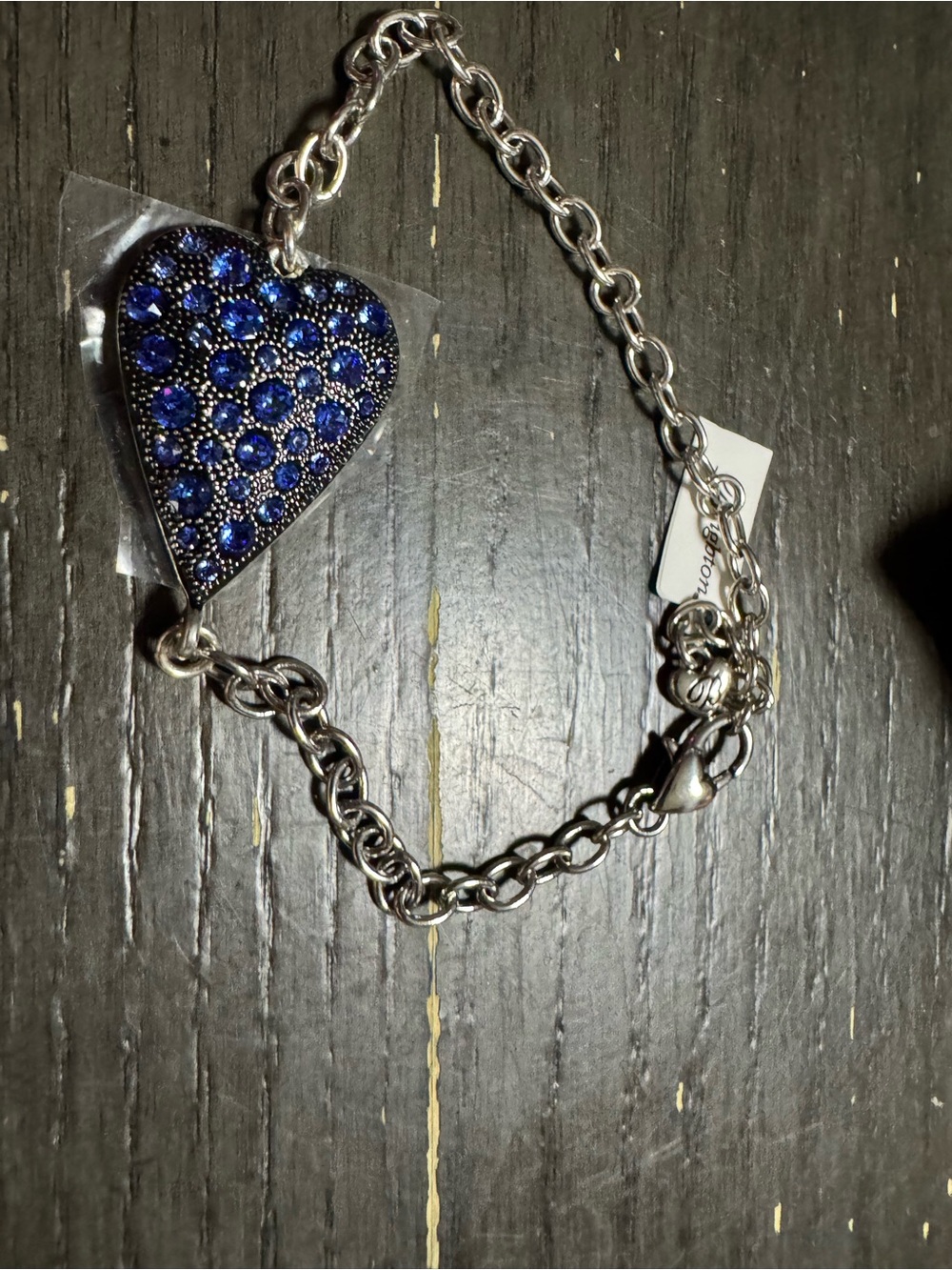Brighton Blue Crystal Heart Chain Bracelet - Women Jewelry